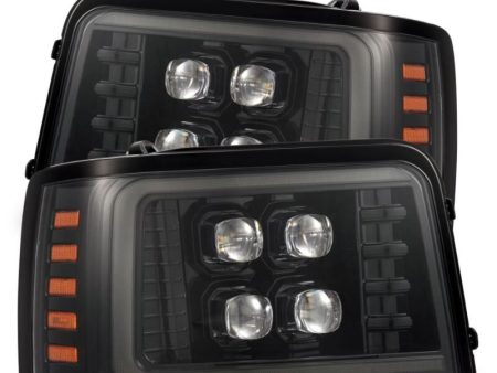 AlphaRex 92-96 Ford F-Series Bronco NOVA-Series LED Proj Headlight Alpha-Bk w Actv Light SS & SBDRL Sale