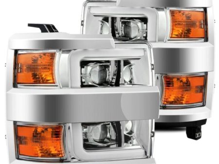 AlphaRex 15-19 Chevy Silverado 2500 3500 LUXX-Series Proj. Headlights Chrome w Actv SeqSig & DRL For Cheap