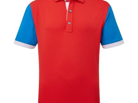 FootJoy Junior Colour Block Polo Shirt - Bright Red Sale