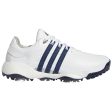 adidas Tour360  22 Spiked Waterproof Shoes - White Collegiate Navy Silver Metallic For Cheap