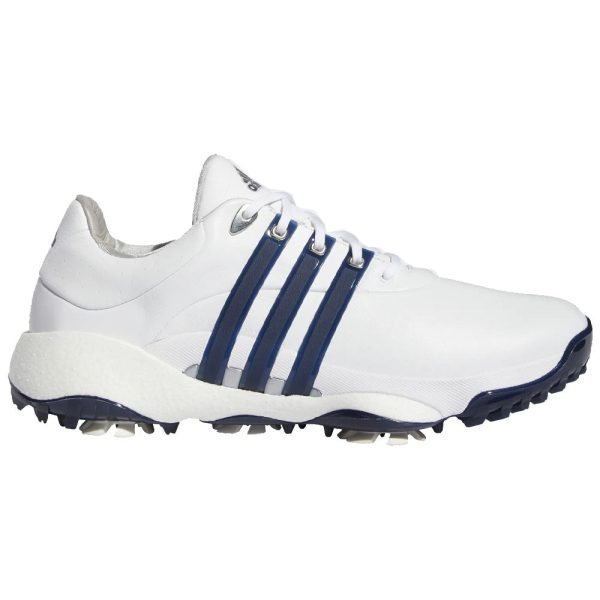 adidas Tour360  22 Spiked Waterproof Shoes - White Collegiate Navy Silver Metallic For Cheap