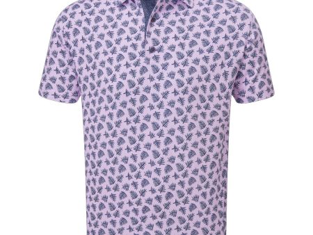 FootJoy Shadow Palm Print Pique Polo Shirt - Lavender Navy Online Hot Sale