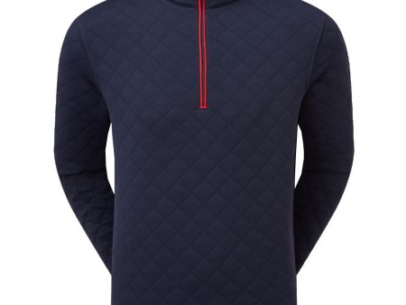 FootJoy Diamond Jacquard 1 4 Zip Pullover - Navy Bright Red Cheap