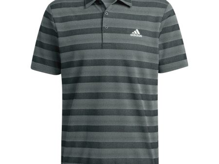 adidas 2 Colour Stripe Polo Shirt - Shadow Green Linen Green Cheap