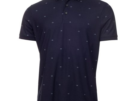 Calvin Klein Monogram Pique Polo Shirt - Navy Artic Ice Hot on Sale