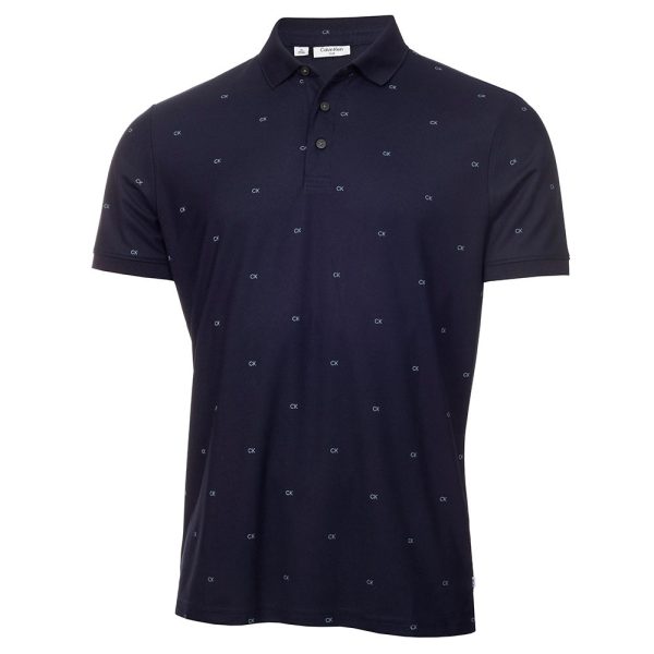 Calvin Klein Monogram Pique Polo Shirt - Navy Artic Ice Hot on Sale