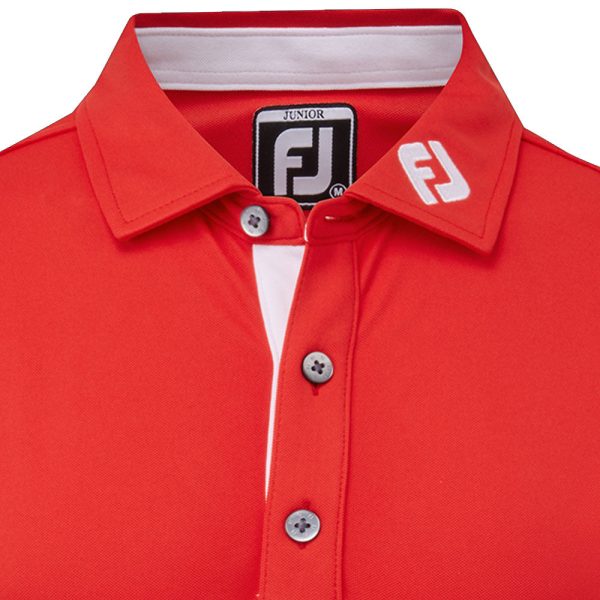 FootJoy Junior Colour Block Polo Shirt - Bright Red Sale