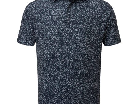 FootJoy Granite Print Lisle Polo Shirt - Navy White Lavender Sky Cheap