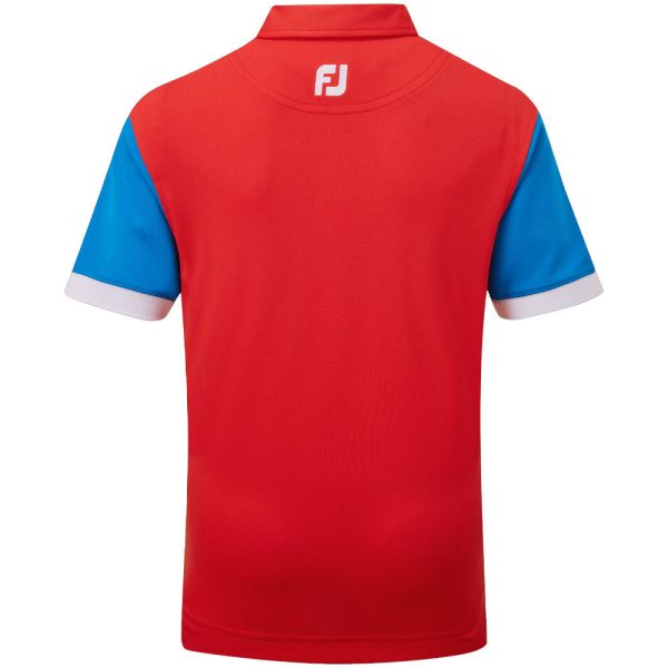 FootJoy Junior Colour Block Polo Shirt - Bright Red Sale