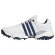 adidas Tour360  22 Spiked Waterproof Shoes - White Collegiate Navy Silver Metallic For Cheap