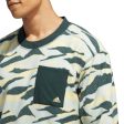 adidas Texture Print Crew Neck Sweatshirt - Linen Green Shadow Green Almost Yellow Discount