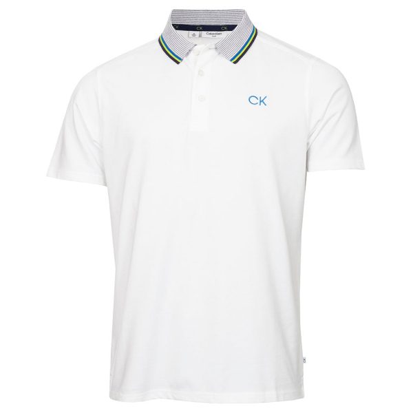 Calvin Klein Monterey Polo Shirt - White Ocean Blue on Sale