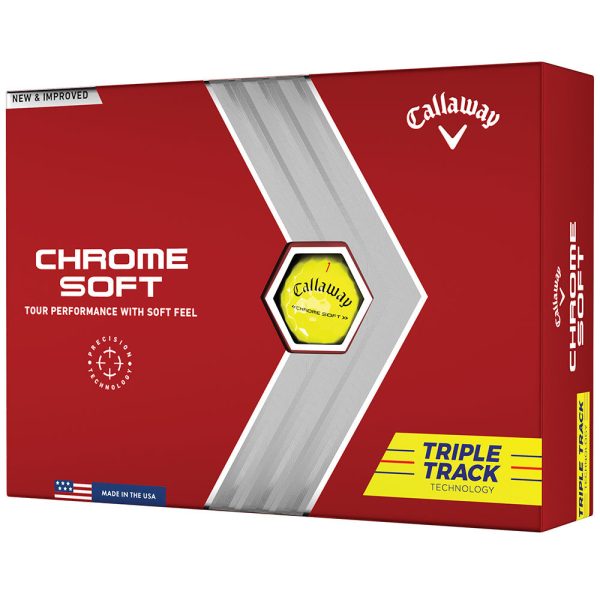 Callaway Chrome Soft Triple Track Golf Balls - Yellow - 12 Pack Hot on Sale