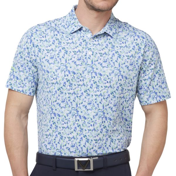 Callaway Filtered Floral Print Polo Shirt - Bright White Fashion