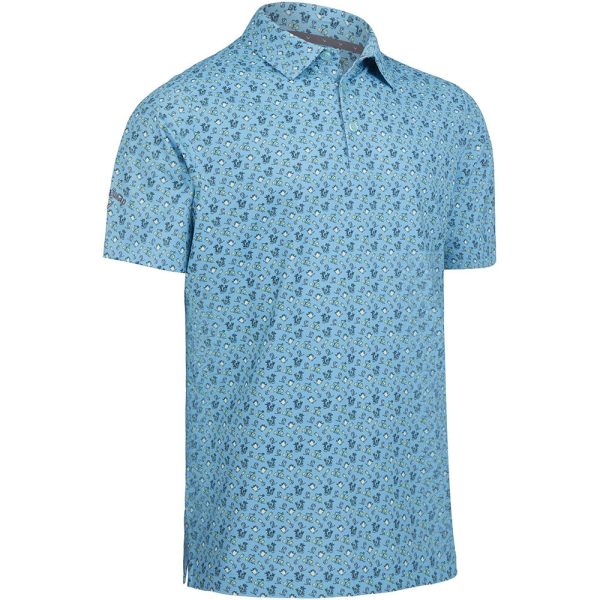 Callaway All Over Drinks Novelty Polo Shirt - Blue Grotto Online now