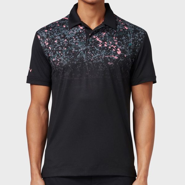 Callaway Splatter Paint Ombre Polo Shirt - Caviar Hot on Sale