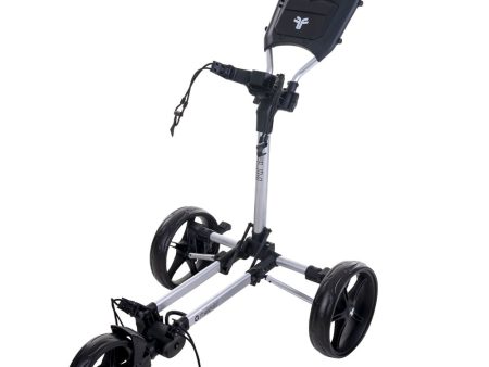 Fastfold Slim 3-Wheel Push Trolley - Silver Black Online now