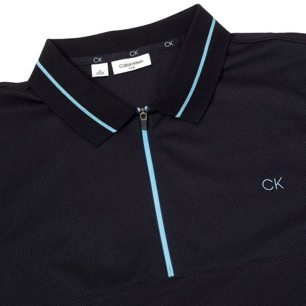 Calvin Klein Whitman Zipped Polo Shirt - Navy Online Hot Sale