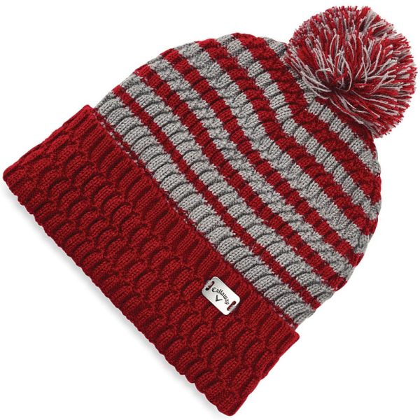 Callaway Winter Pom Pom Beanie - Cardinal Red Grey on Sale