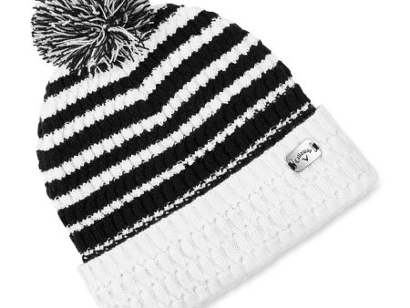 Callaway Winter Pom Pom Beanie Hat - White Black Cheap