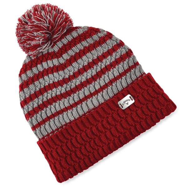 Callaway Winter Pom Pom Beanie - Cardinal Red Grey on Sale