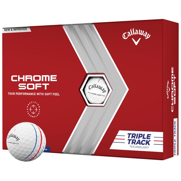 Callaway Chrome Soft Triple Track Golf Balls - White - 12 Pack Supply