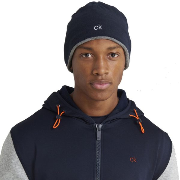 Calvin Klein React Reversible Beanie - Grey Marl Navy Cheap