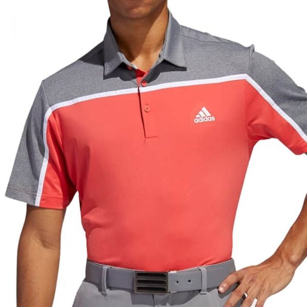 adidas Ultimate356 3-Stripe Polo Shirt - Coral Grey Discount