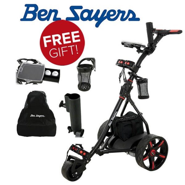 Ben Sayers Electric Golf Trolley - Black Red Hot on Sale