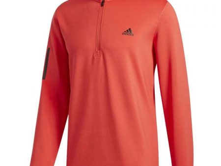 adidas 3-Stripe Midweight 1 4 Zip Golf Sweater - Coral Black Cheap