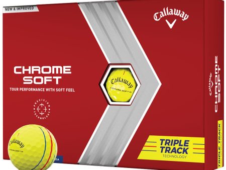 Callaway Chrome Soft Triple Track Golf Balls - Yellow - 12 Pack Hot on Sale