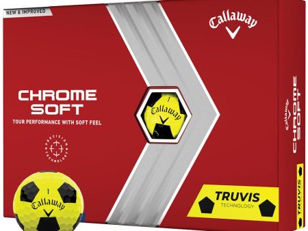 Callaway Chrome Soft Truvis Golf Balls - Yellow Black - 12 Pack For Sale