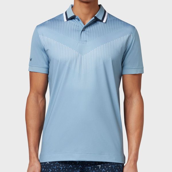 Callaway Ombre Chev Print Polo Shirt - Faded Denim Discount