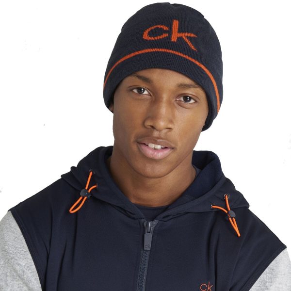 Calvin Klein React Reversible Beanie - Navy Blaze Discount