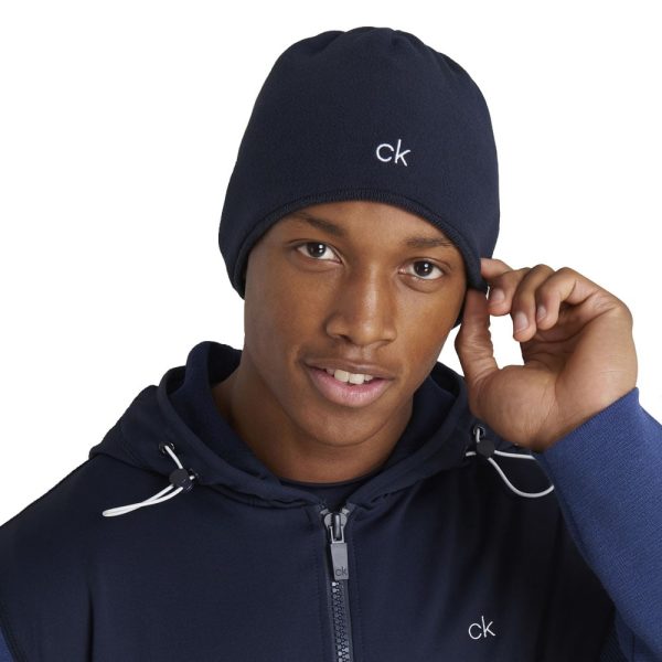 Calvin Klein React Reversible Beanie - Navy White Online Hot Sale